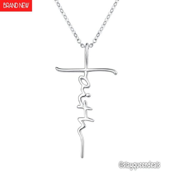 Sterling Silver Cross Pendant Necklace with Birthstone Adjustable Chain